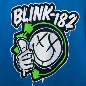Vintage Blink-182 Blue White Green Short Sleeve Concert T-Shirt